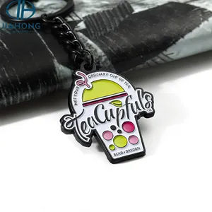 Fashion Kawaii Cute Keyring Custom Logo Key Chain Accessories Pendant Small Milk Tea Coffee Cartoon Keychain for Girls