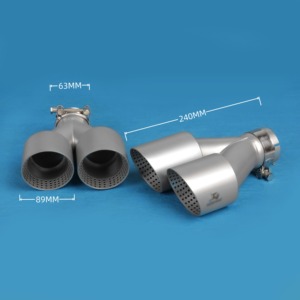 3.5 pouces double embout d'échappement 304 peinture en aérosol <span class=keywords><strong>gris</strong></span> mat en acier inoxydable avec mise à niveau du silencieux de voiture de style AK de conception de maille - Product Image 2