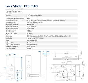 Deruns Hợp kim nhôm ẩn và trực tuyến Wifi điện khóa khách sạn với đám mây & SDK hỗ trợ cho cửa gỗ thông minh an ninh - Product Image 6