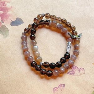 Cristal de roca negro natural y pulsera de cristal de cuarzo ahumado, joyería de moda de cristal curativo para regalos - Product Image 2