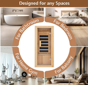 Sauna a Infrarossi Compatta Personalizzata per 1 Persona, Basse Emissioni EMF, 110V, Legno di Abete, per Casa e Appartamenti - Product Image 4