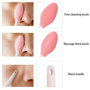 Beauty Skin Care Wash Face Silicone <b>Brush</b> Exfoliating Nose <b>Clean</b> Blackhead Removal <b>Brushes</b> Tools With Replacement Head - Product Image 5