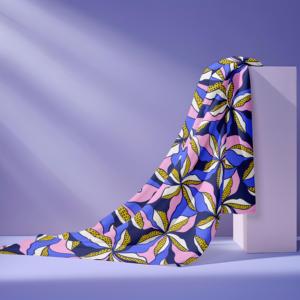 Tissu Popeline de Coton Tissé à Motif Floral <span class=keywords><strong>Bleu</strong></span> Écologique Personnalisé à Faible MOQ pour Chemises et Robes Unies pour Femmes - Product Image 1