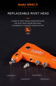 وصل حديثًا ، مسدس برشام يدوي من سبائك الألومنيوم ، مسدس يدوي برشام يدوي ، أداة يدوية مع Nosepiece طويلة - Product Image 4