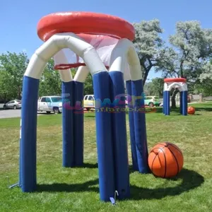 商業フープインフレータブルバスケットボールスポーツゲーム気密PVCバスケットボールシューティングフープインフレータブルゲーム