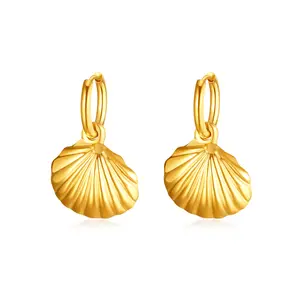 OPK Wholesale Customized Fashion Light Luxury Stainless Steel Jewelry Accessories Women's Shell Shape 18K Gold-Plated Earrings