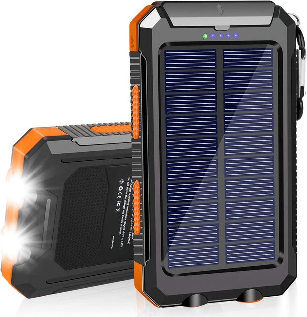 IP67 Waterproof Solar Power Bank 20000mah Solar Charger Waterproof Phone Power Bank Portable for Cell