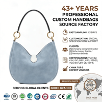 Tas Selempang Suede Biru Debu Mewah Elegan Minimalis Trendi Kantor Kasual Harian Chic Wanita Dompet Tas Tangan OEM Kustom