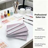 Lime à ongles double face EMERY à rayures zébrées, grain 100/180, polissoir à ongles personnalisé avec logo pour salon de manucure