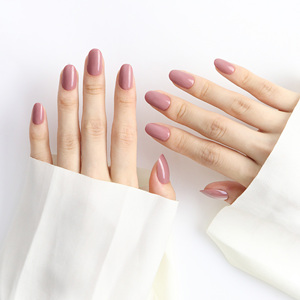 AIERFEI 24 piezas Color Rosa Color desnudo corto ovalado corto redondo suave Gel prensa en las <span class=keywords><strong>uñas</strong></span> postizas proveedor <span class=keywords><strong>uñas</strong></span> al por mayor - Product Image 2