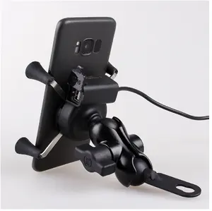 卸売 オートバイアクセサリーマウントホルダー-USB Charging Motorcycle Phone Holder 2 1でMotorbike Mount Holder Bracket Universal 360 Rotating Motorcycle Phone Stand Charger