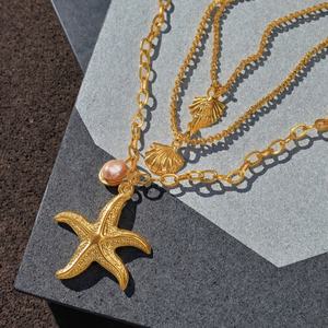 Colliers tendance anti-ternissement en argent et or PVD, bijoux fins en acier inoxydable 316L, collier Océan pour femme - Product Image 2