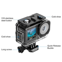 Puluz Action Camera Boîtier étanche Boîtier de plongée profonde sous-marine Étui de plongée avec boucle Vis de montage de base pour DJI Osmo Actio