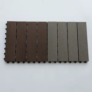 Ubin lantai komposit plastik kayu perakitan jepret lantai teras hitam buatan Tiongkok