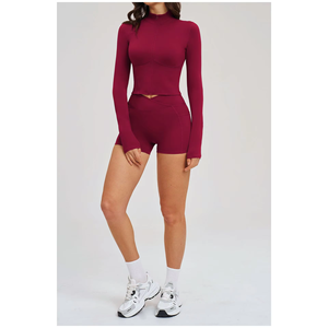Dropshipping <b>Women</b> Yoga Activewear Set Stand Collar Full Zip <b>Jacket</b> Crossover Waist Butt Lift Leggings Gym Fitness Outfit - Product Image 2