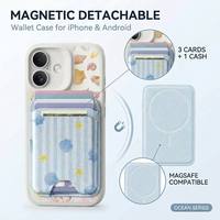 Tarjetero Magnético Personalizado, Cartera MagSafe de Cuero PU con Bloqueo RFID para iPhone, Samsung y Android