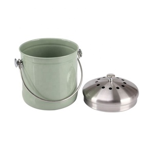 100% Rust Proof <b>Kitchen</b> Countertop <b>Compost</b> <b>Bin</b> Metal Food Waste <b>Compost</b> Pail with Charcoal Filter - Product Image 4