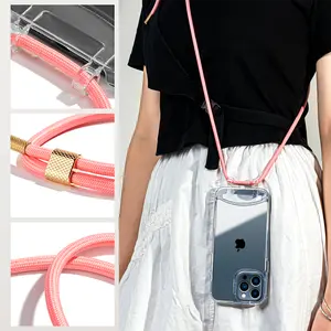 Afneembare Touw Sling Lasso Doorzichtige Transparante Mobiele Cover Koord Koord Hals Schouderband Ketting Crossbody Lanyard Telefoon Case