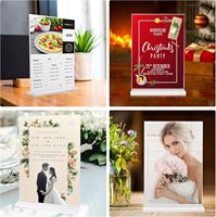 Support de signalétique en acrylique double face, cadre photo en acrylique transparent pour table, porte-menu et prospectus pour bureau, magasin, mariage, fête
