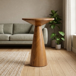 Table d'appoint ronde <span class=keywords><strong>en</strong></span> bois massif, table à piétement, table d'appoint rustique de style farmhouse pour le salon - Product Image 2