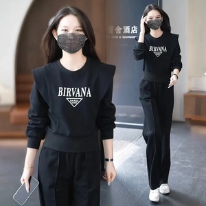 Birvana Women's Casual Sports Suit Set Full Sleeve Knitted Two Piece Apricot Gray Black Coffee - Product Image 3