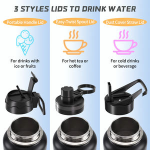 Bouteille d'eau isolée en acier inoxydable 32oz personnalisée avec paille Fiole à vide en métal avec bouchon à vis - Product Image 4