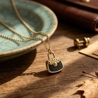 Kalung Rantai Tas Tangan Klasik Berlapis Emas 18K Vintage dari Baja Tahan Karat 316L untuk Wanita