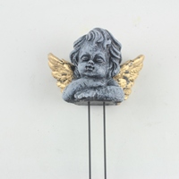Sculpture d'ange en ciment de conception moderne faite à la main avec motif abstrait coloré sur les cheveux, à suspendre au mur pour la décoration du salon
