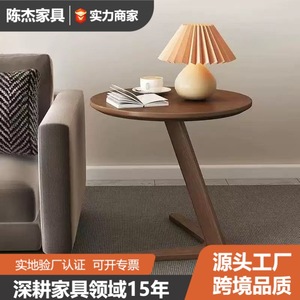 Mesa auxiliar redonda de madera maciza de estilo sencillo, diseño moderno para sala de estar, dormitorio, mesa de centro, construcción duradera - Product Image 2