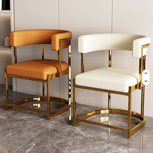 Modern Leather Metal Frame Dining Chaise Restaurant Cafe Dining Room <b>Table</b> and Chair Sets Eco-Friendly - Product Image 5