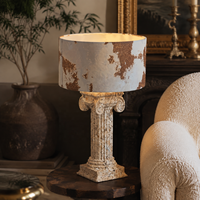 Lampe de table WeiVibe Tall Tiramisu en travertin avec abat-jour en pierre naturelle E27, lumière décorative pour chambre d'hôtel et salon