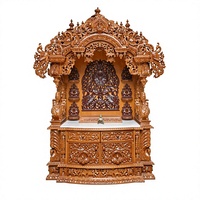 Mandir en bois de teck de qualité supérieure, style marbre moderne et traditionnel, grande taille, motif Om découpé au laser, pour la prière, USA