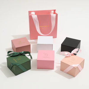 Luxury Soft Blush Pink Jewelry Gift <b>Box</b> Set Built In <b>Mirror</b> Flip Closure Satin Ribbon Bow With Matching Hand Bag Necklace - Product Image 5