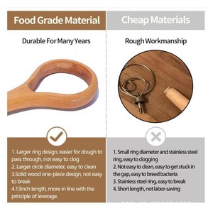 Batidor de masa de madera para hornear, repostería, masa para pasteles, batidor manual de madera maciza, color natural, herramienta de cocina duradera - Product Image 5