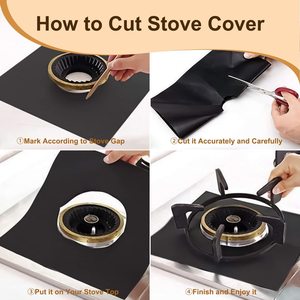 Revêtement de cuisinière anti-adhésif réutilisable avec 2 pièces de 21 pouces de protection de cuisinière <span class=keywords><strong>lavable</strong></span> résistant à la chaleur protecteurs de cuisinière à gaz - Product Image 6