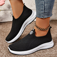 Chaussures d'été respirantes en maille pour femmes, à semelle souple et légère, à enfiler, grandes tailles, à talon bas, motif uni
