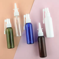 Emballage de liquide cosmétique bleu vert 60ml vaporisateur vertical vaporisateur de nez d'éléphant flacon pulvérisateur de nez en plastique PET