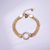 Pulsera de Latón Chapada en Oro de 18k con Forma de Corazón Dulce de HYL Jewelry, Joyería de Oro al por Mayor
