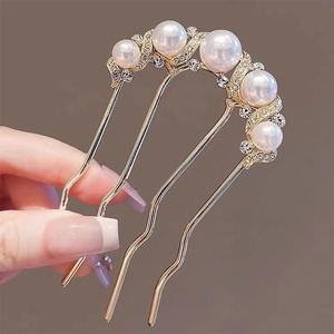 Nouvelles épingles à cheveux chinoises avec perles - Peignes latéraux à 4 dents en forme de U, bâtons à cheveux élégants pour <span class=keywords><strong>chignon</strong></span>, outil de coiffure pour femmes - Product Image 2