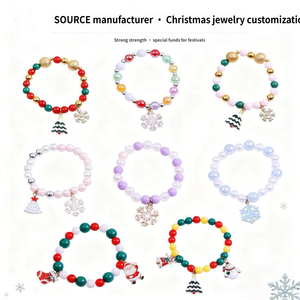Lot de bijoux fantaisie pour enfants : <span class=keywords><strong>Bracelet</strong></span> perlé de Noël, boîte cadeau, ensemble de bijoux pour fête de Noël, jouet, bague, élastique à cheveux, pince d'oreille pour filles - Product Image 4