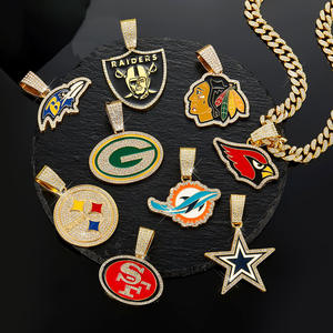 Grensoverschrijdende Hot Hiphop Legering Full Diamond Cuban Ketting Nfl Voetbalteam Hanger Modieuze Hangers Bedels - Product Image 4