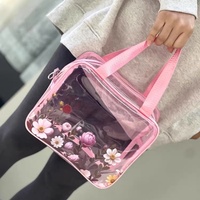 Étui à crayons personnalisé en PVC transparent avec motif de dessin animé, sac de rangement cosmétique avec fermeture éclair