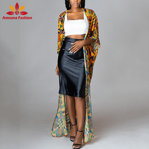2021 nuovo stile <span class=keywords><strong>Sexy</strong></span> alla moda africano stampa cover up o <span class=keywords><strong>kimono</strong></span> per abbigliamento da spiaggia con un'alta qualità - Product Image 3