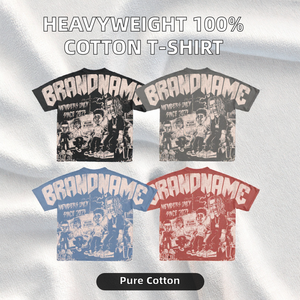 Custom Boxy Fit Full Printed 100% Cotton Breathable Men's Loose Fit O-Neck <b>T</b>-Shirt Embroidered <b>Back</b> Neck Solid Pattern Custom - Product Image 2