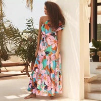 2025 personnalisé en gros femmes été robes de plage Vintage imprimé fleuri 100% rayonne Style hawaïen femmes sans manches robes de plage