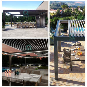 Sistema <span class=keywords><strong>de</strong></span> Techo Abatible QINGYING, Gazebo <span class=keywords><strong>para</strong></span> Jardín y Patio, Toldo Impermeable, Pérgola Retráctil Eléctrica <span class=keywords><strong>de</strong></span> Aluminio <span class=keywords><strong>para</strong></span> Exteriores - Product Image 3