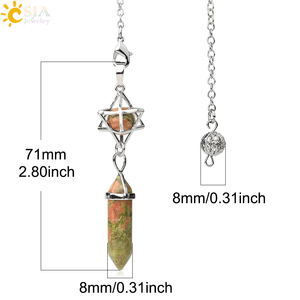 CSJA-péndulo <span class=keywords><strong>hexagonal</strong></span> de cristal merkaba, piedra natural curativa para espiga, adivinación, energía, joyería, G517 - Product Image 6