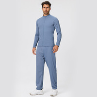 Conjunto Deportivo de Secado Rápido para Hombre, Ligero, Transpirable, con Cierre Completo, Ropa Deportiva para Gimnasio, Fitness, Entrenamiento, Conjunto de 2 Piezas
