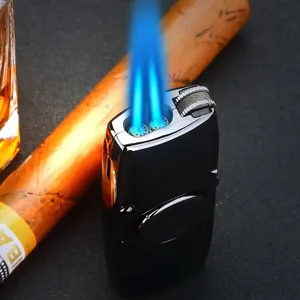 Nouveau métal Fidget spinner Direct gaz coupe-vent briquet créatif rotatif LED couleur lumières boîte-cadeau accessoires pour fumer