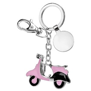 Porte-clés Vespa rose avec chaîne en métal et clip pour clés et sacs - Product Image 1